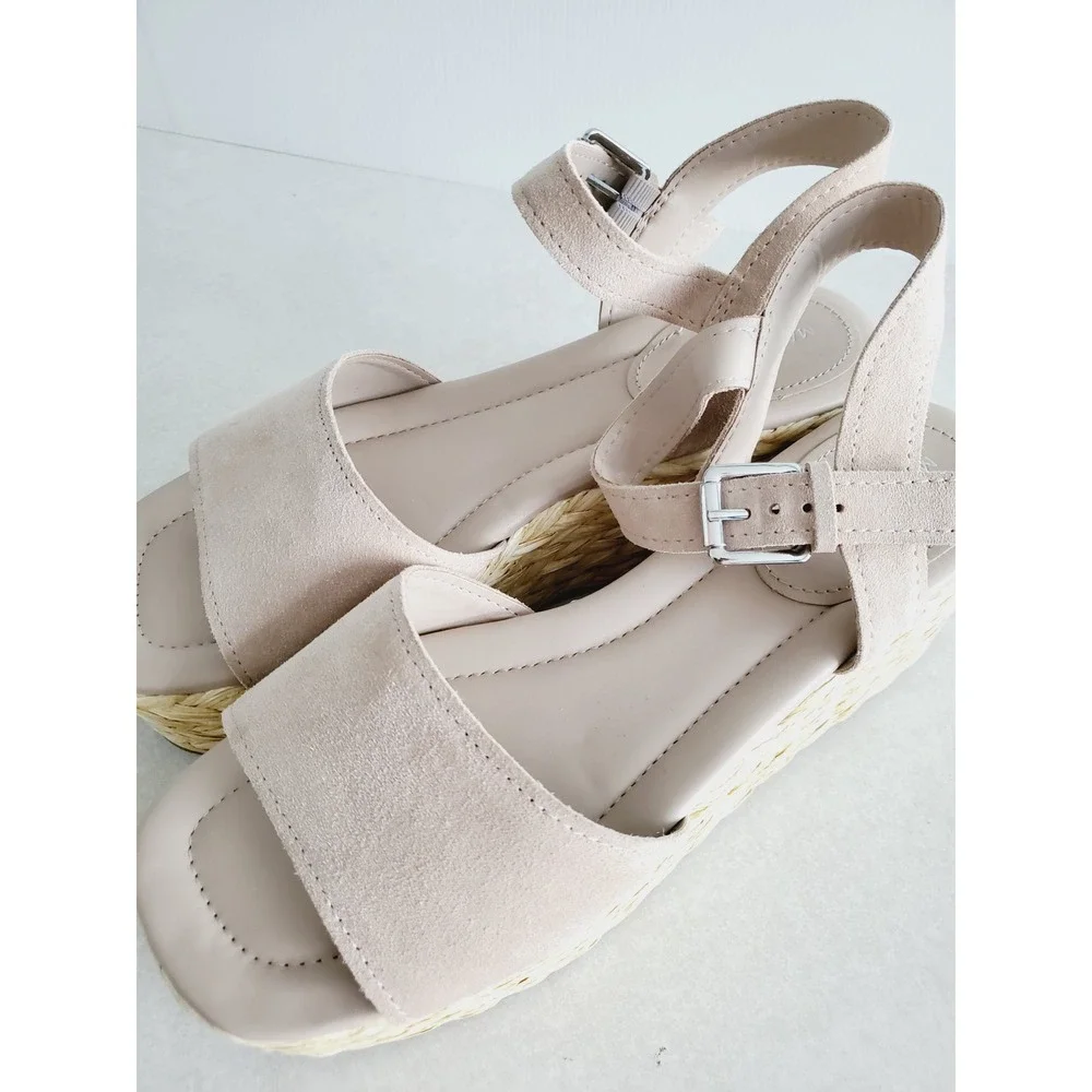 Marc Fisher Platform Espadrille Sandals Blush Strappy Dressy Casual 11M